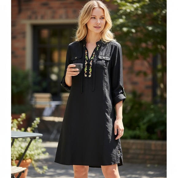 Anthropologie Holding Horses Dresses & Skirts - Holding Horses Anthropologie Womens 2 Black Imogen Shirt Dress Witchy Goth Artsy